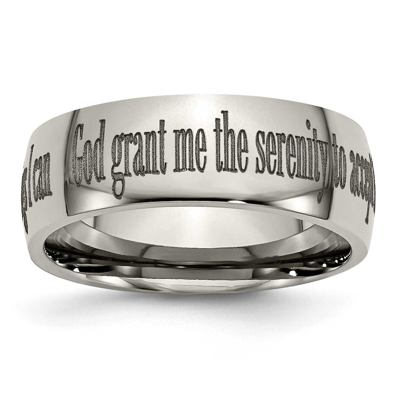 Serenity Prayer Laser Design 8mm Band Titanium Polished, TB2G-12.5, 886774057514