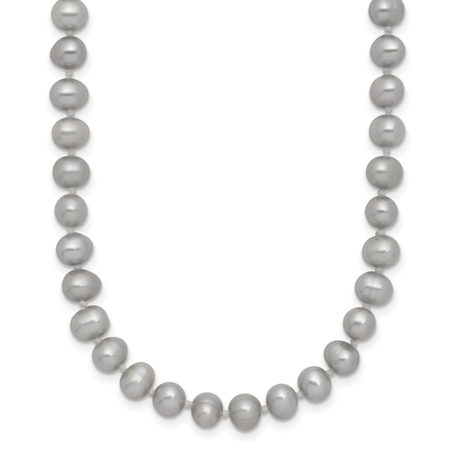 5-6mm Grey Near Round Freshwater Cultured Pearl 20 inch Necklace 14k Gold, XF816-20,