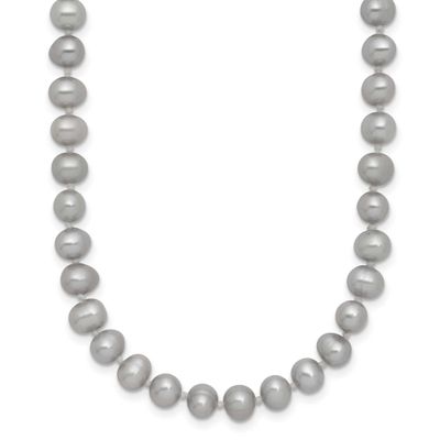 5-6mm Grey Near Round Freshwater Cultured Pearl 20 inch Necklace 14k Gold, XF816-20,