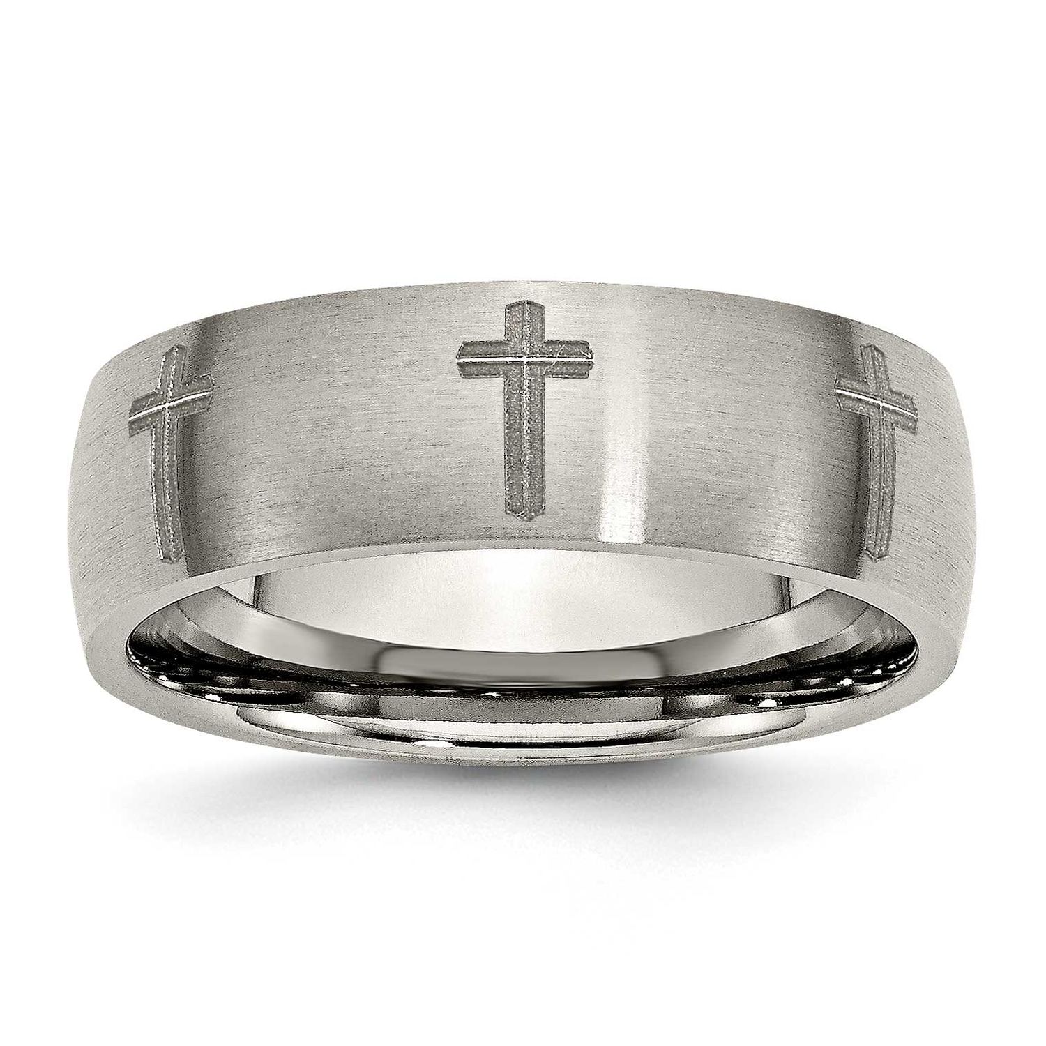 Cross Laser Design 8mm Band Titanium Brushed, TB26D-9, 886774052397