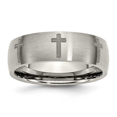 Cross Laser Design 8mm Band Titanium Brushed, TB26D-9, 886774052397
