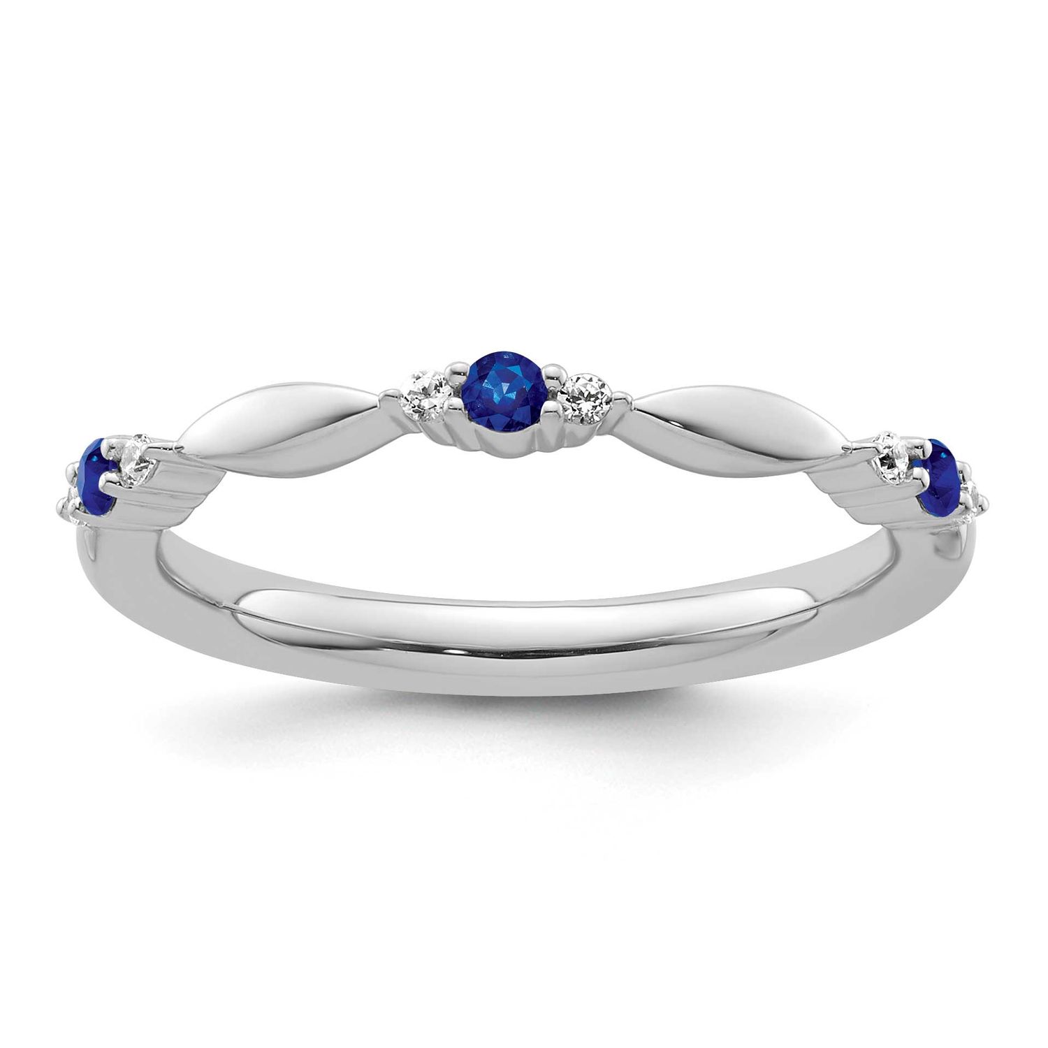 Created Sapphire and Diamond Ring 14k White Gold, SK2161-8,