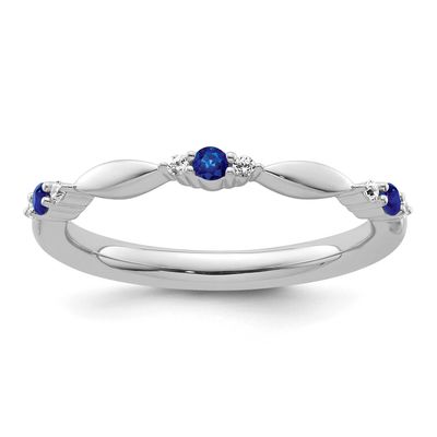 Created Sapphire and Diamond Ring 14k White Gold, SK2161-8,
