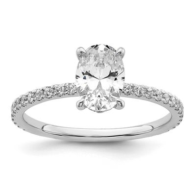 Lab Grown Diamond VS/SI FGH Flair Oval Semi Engagement Ring 14k White Gold, RM10537-100-WLG,