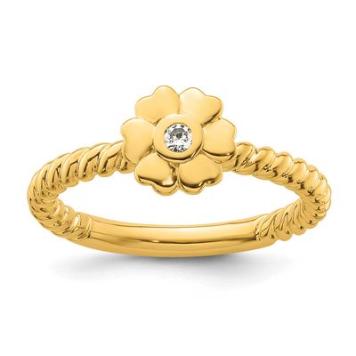 Diamond Flower Twisted Ring 14k Gold, SK2179-8, 196904274668