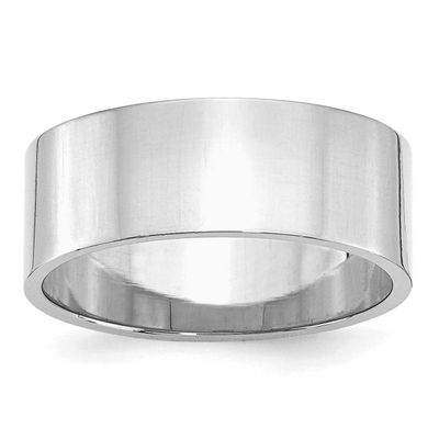 8mm Flat Ring Sterling Silver Rhodium-plated, QWFB080RH-8,