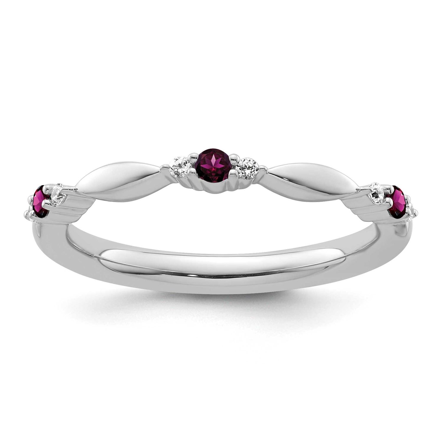 Rhodolite Garnet and Diamond Ring 14k White Gold, SK2158-8,