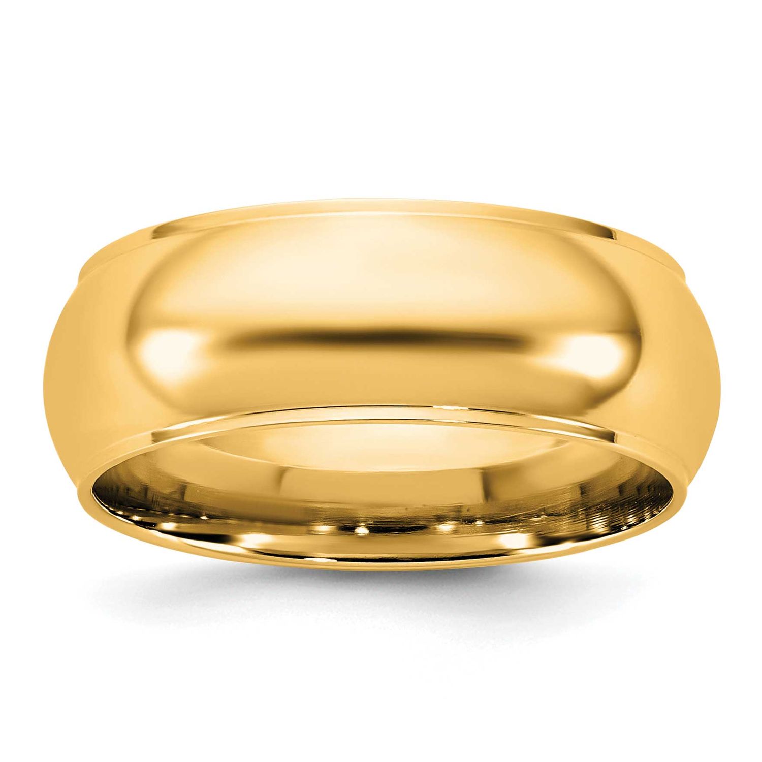7mm Half Round with Edge Band 14k Gold, HRE070-4,