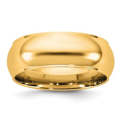 7mm Half Round with Edge Band 14k Gold, HRE070-4,