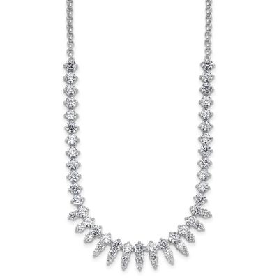 Cheryl M Polished Fancy CZ Necklace Sterling Silver Rhodium-plated, QCM1802-18, 196904277171