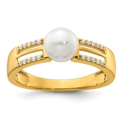 Diamond and Pearl Fashion Ring 14k Gold Polished, RM10175-008-YAA,