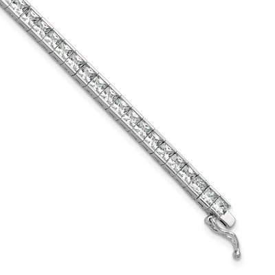 Square 3mm x 3mm CZ 61 Stone 8 inch Bracelet Sterling Silver Rhodium-plated, QSH185-8, 196904345375