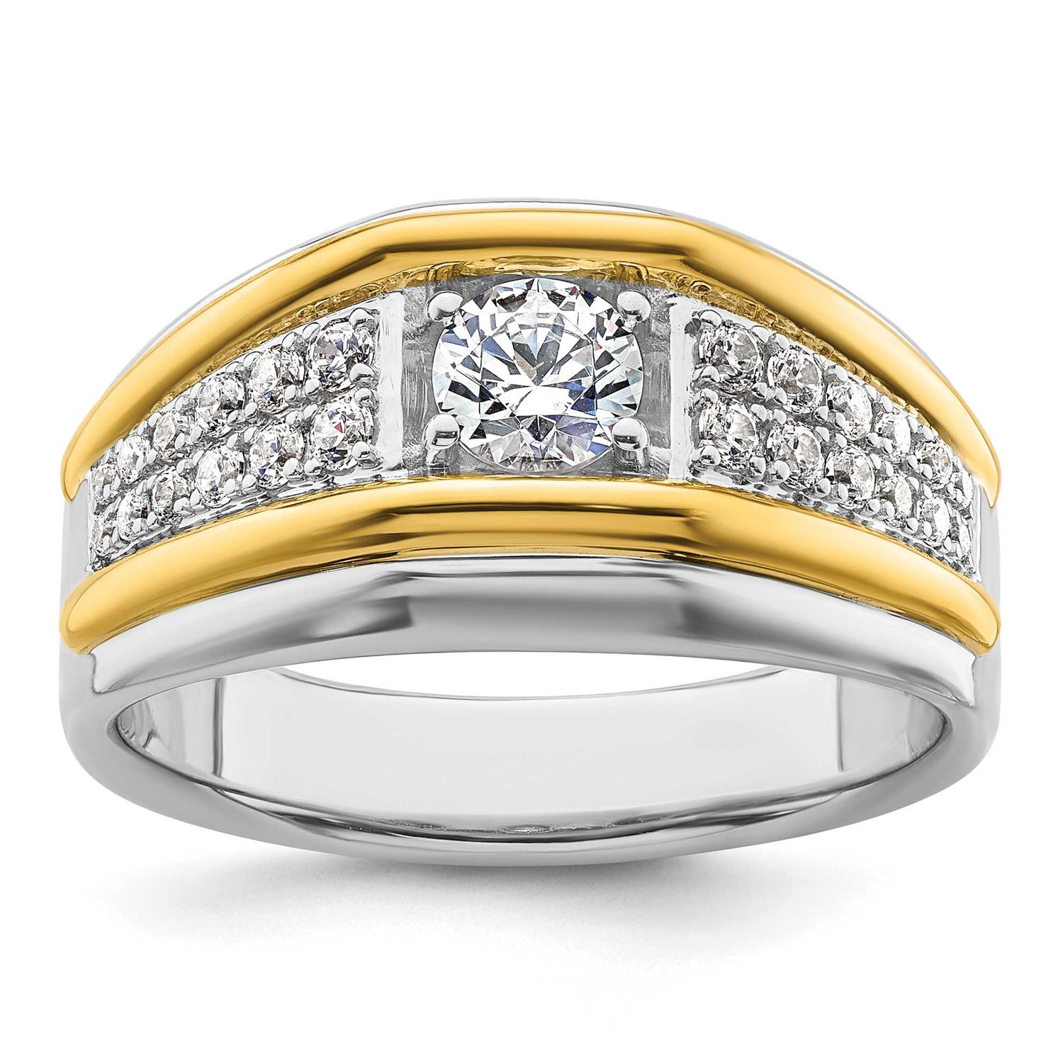 IBGoodman Men&#39;s Complete Lab Grown VS/SI FGH Diamond Ring 14k Two-tone Gold, B220089-4WYLG, 1969043