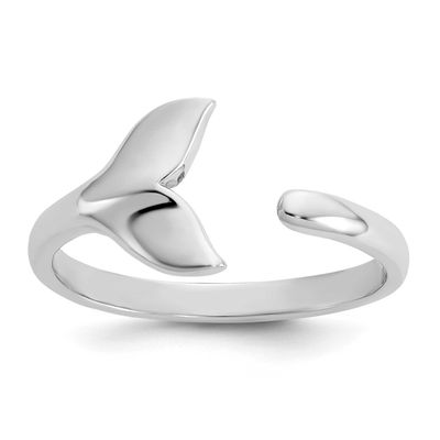 Polished Whale Tail Ring Sterling Silver Rhodium-plated, QR7643-6,