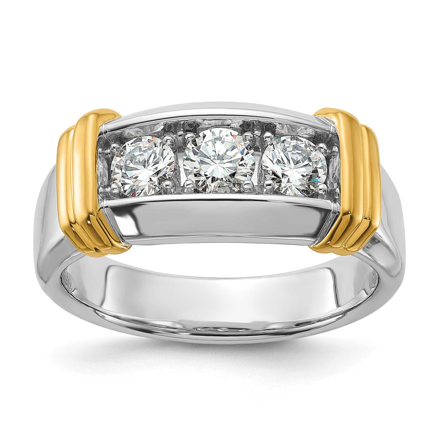 IBGoodman Men&#39;s Lab Grown VS/SI FGH Diamond Complete Ring 14k Two-tone Gold, B63180-4WYLG, 19690432