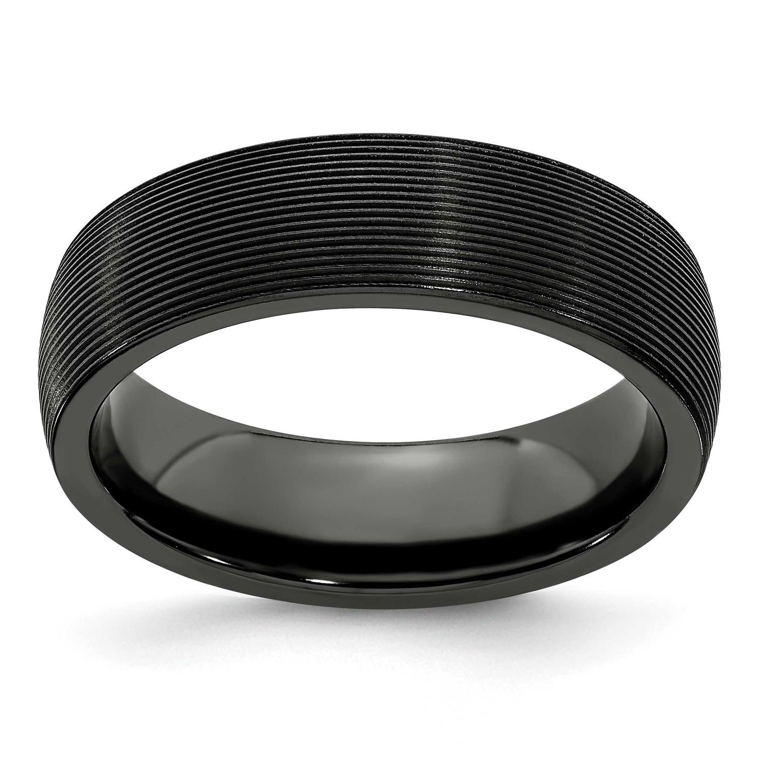 Edward Mirell Black Ti Domed Textured Lines 6mm Band Titanium, EMR120-7.5, 886774318271