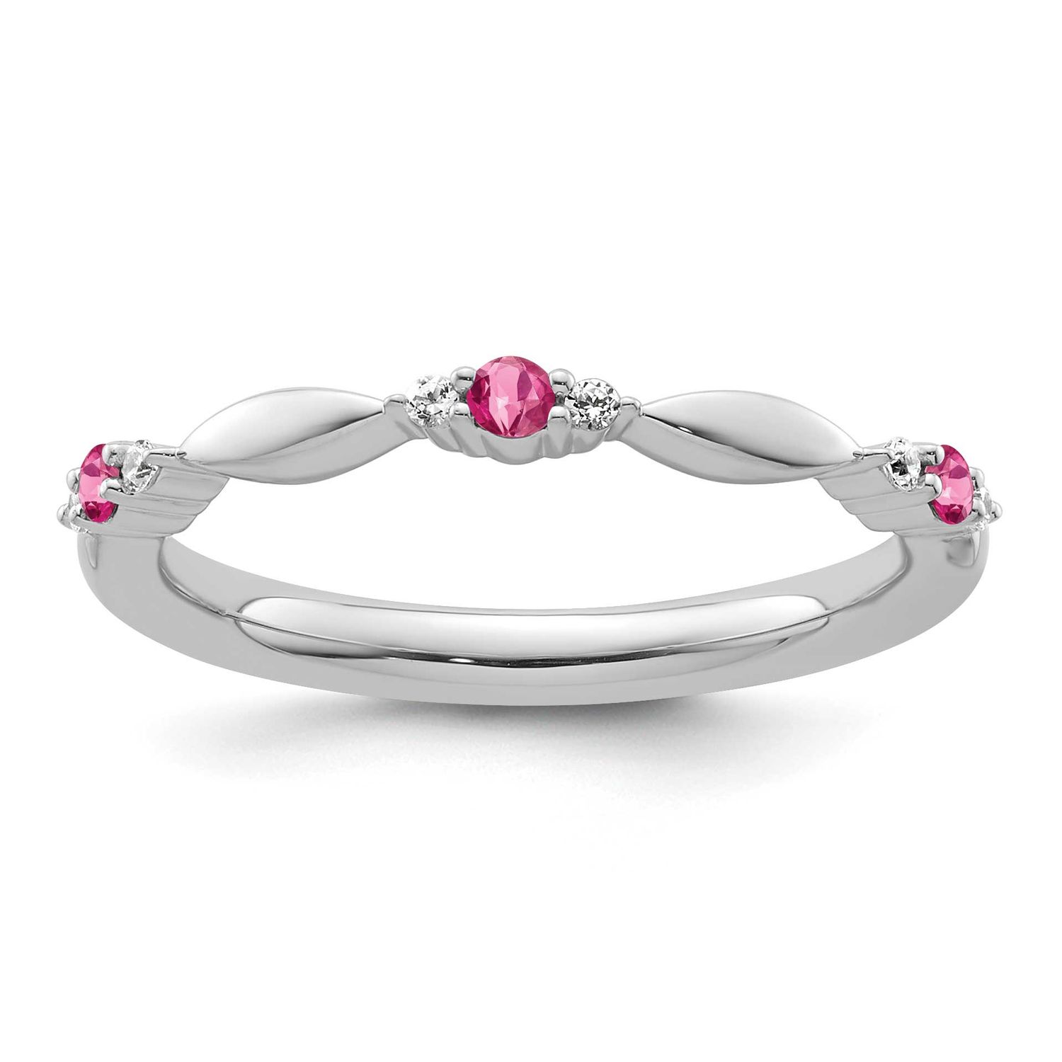 Pink Tourmaline and Diamond Ring 14k White Gold, SK2162-8,