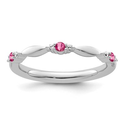 Pink Tourmaline and Diamond Ring 14k White Gold, SK2162-8,
