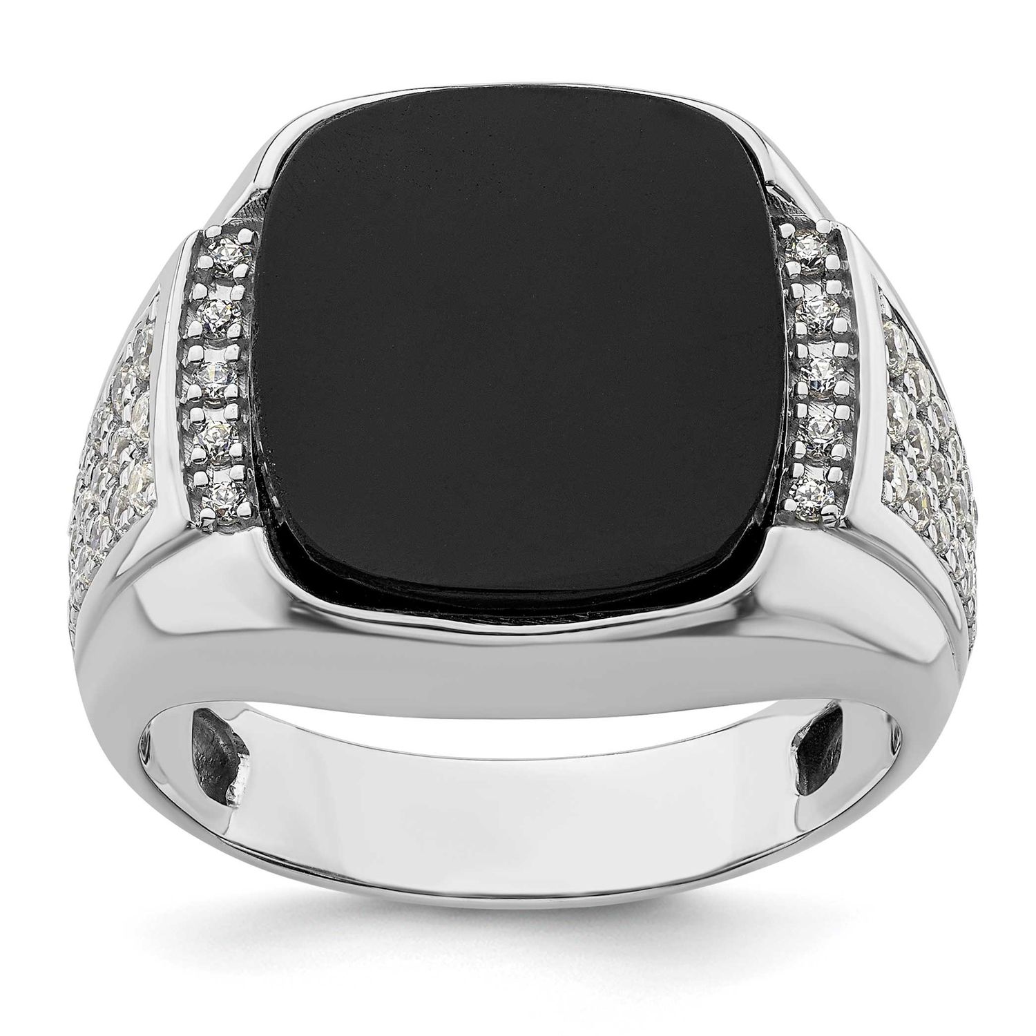 IBGoodman Men&#39;s Onyx Complete Lab Grown VS/SI FGH Diamond Ring 14k White Gold, B220051-4WOX/LG, 196