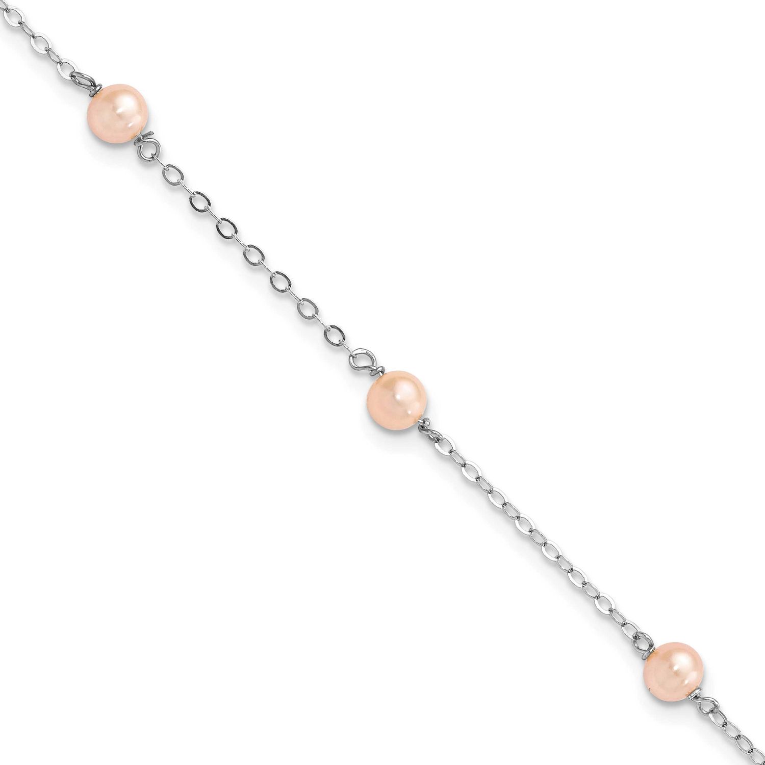 4-5mm Pink Semi-Round Freshwater Cultured Pearl 3-Station 5 inch with 1 inch Extension Children&#39;s B