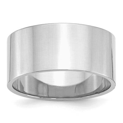 10mm Flat Ring Sterling Silver Rhodium-plated, QWFB100RH-12,