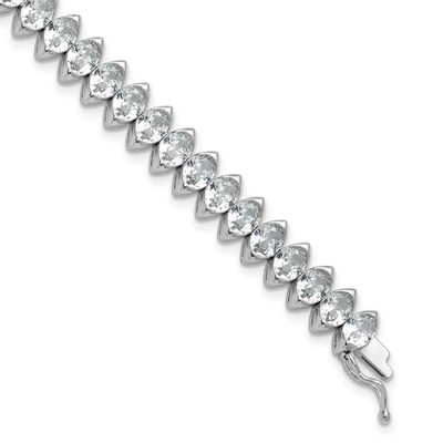 5mm x 4mm CZ 41 Stone 7 inch Bracelet Sterling Silver Rhodium-plated, QSH187-7, 196904313879