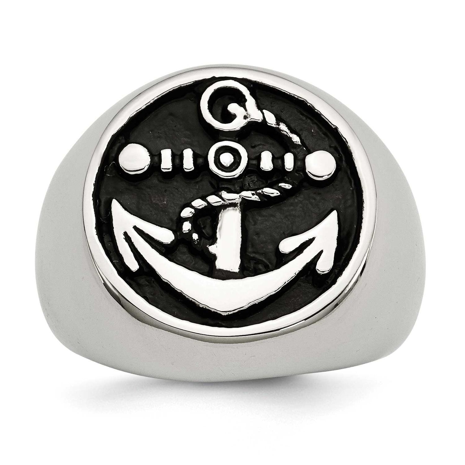 Antiqued and Polished Anchor Ring Stainless Steel, SR483-10,