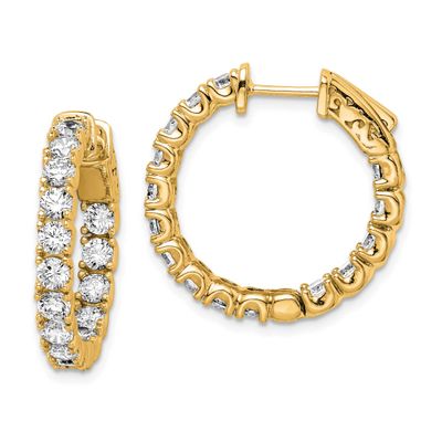 Gold-tone Flash Gold-plated 3mm CZ 30 Stone In and Out Hinged Hoop Earrings Sterling Silver, QE7962