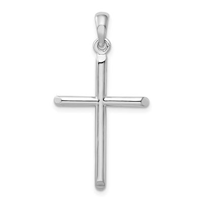 De-Ani 3D Cylinder with Beveled Ends Cross Pendant Sterling Silver Rhodium-plated, QC10284, 6372181