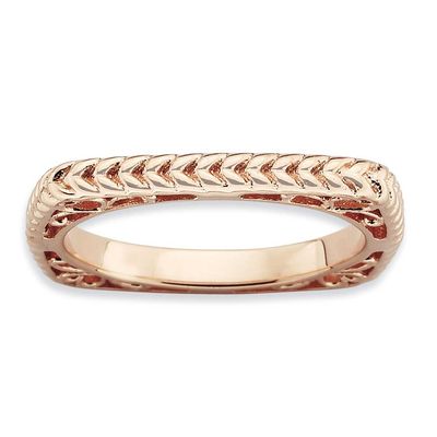 Pink-plate Square Ring Sterling Silver Polished, QSK783-9, 886774179544