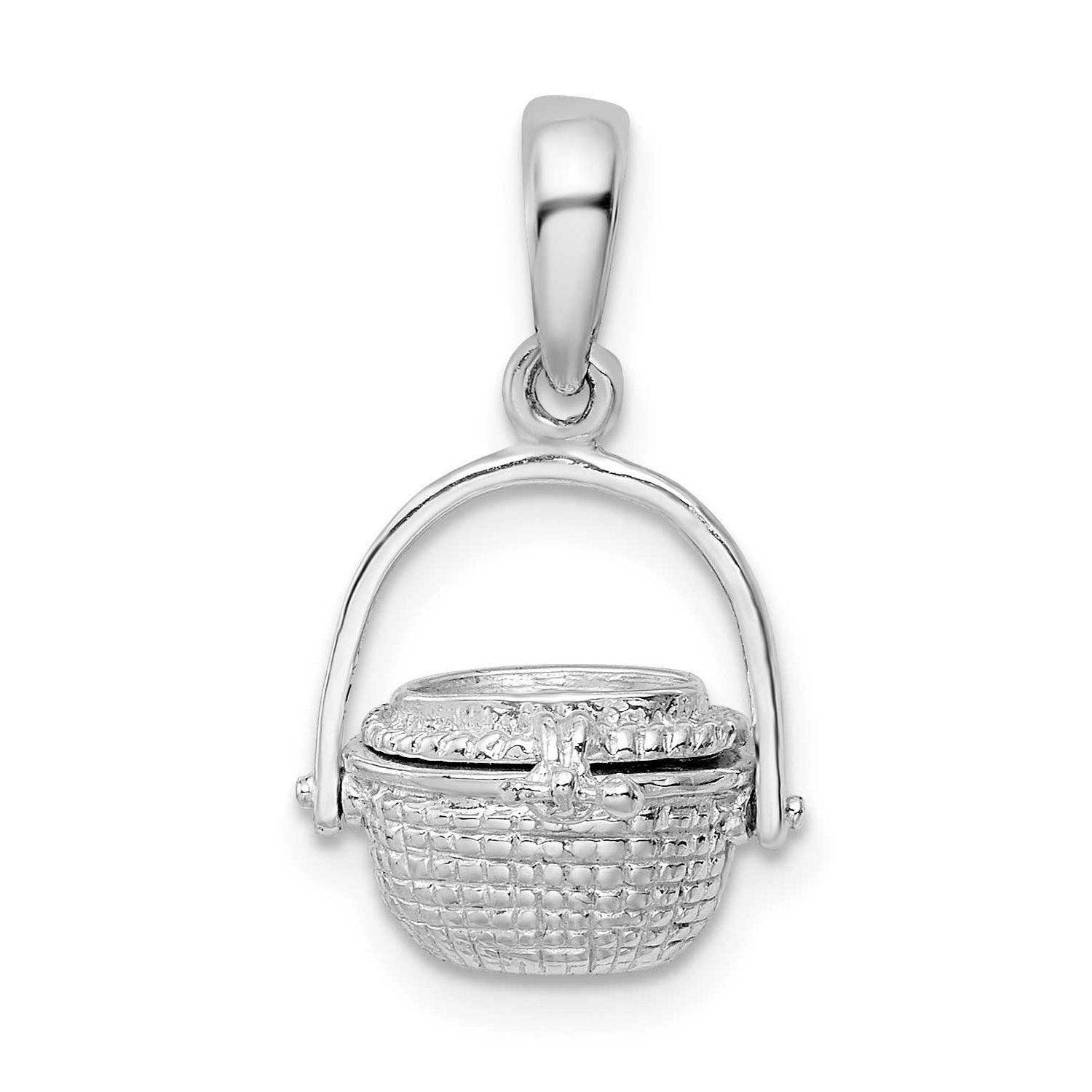 De-Ani 3D Moveable Nantucket Basket Pendant Sterling Silver Rhodium-plated, QC9884, 637218146567