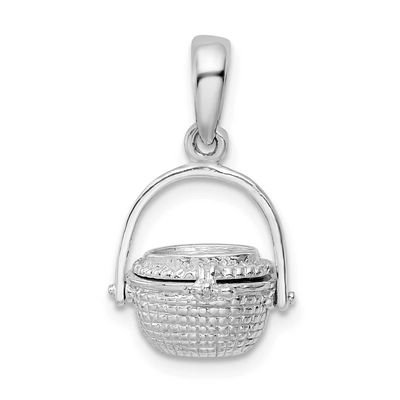 De-Ani 3D Moveable Nantucket Basket Pendant Sterling Silver Rhodium-plated, QC9884, 637218146567