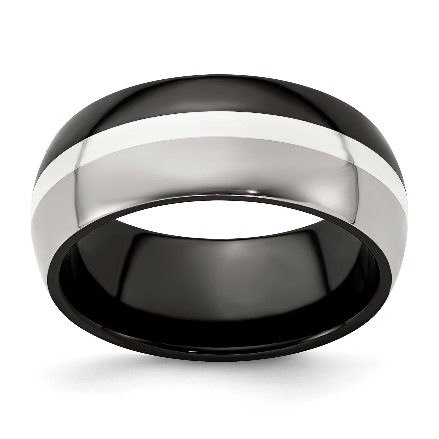 Edward Mirell Black Ti/Sterling Silver/Domed Brushed/Polished 9mm Band Titanium, EMR265-8, 88677428