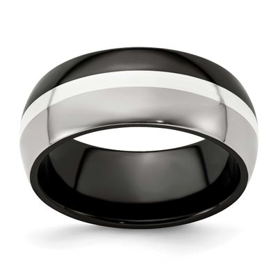 Edward Mirell Black Ti/Sterling Silver/Domed Brushed/Polished 9mm Band Titanium, EMR265-8, 88677428