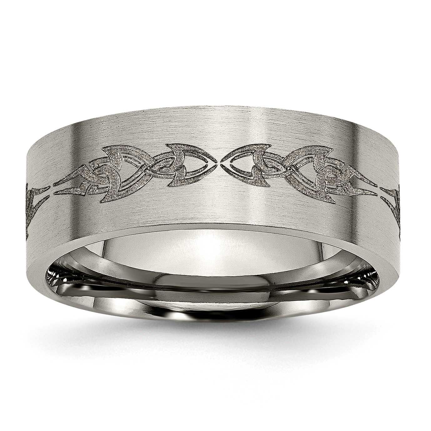 Laser Design 8mm Flat Band Titanium Brushed, TB33C-13, 886774058696