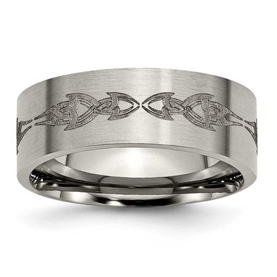 Laser Design 8mm Flat Band Titanium Brushed, TB33C-13, 886774058696