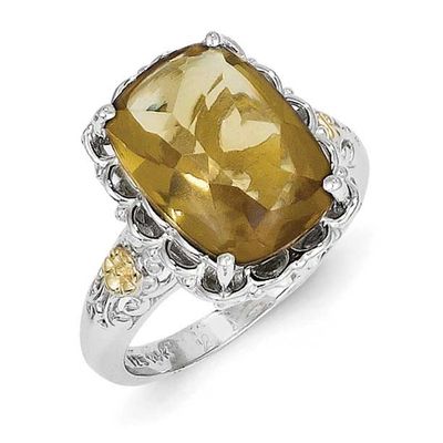 14k Whiskey Quartz Ring Sterling Silver, QTC938-8, 883957010700