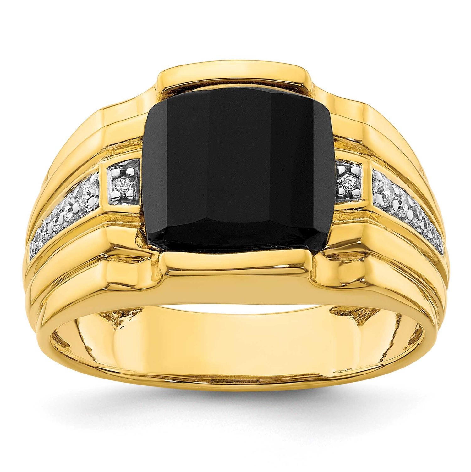 IBGoodman Men&#39;s Onyx Complete Lab Grown VS/SI FGH Diamond Ring 14k Gold, B220054-4YOX/LG, 196904330