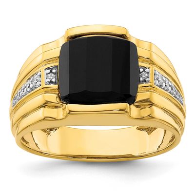 IBGoodman Men&#39;s Onyx Complete Lab Grown VS/SI FGH Diamond Ring 14k Gold, B220054-4YOX/LG, 196904330