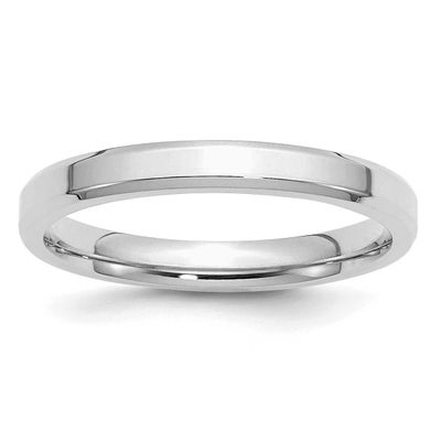 3mm Bevel Edge Ring Sterling Silver Rhodium-plated, QBEC030RH-5.5,