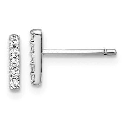 Cheryl M Polished Letter I CZ Initial Post Earrings Sterling Silver Rhodium-plated, QCM1867I,