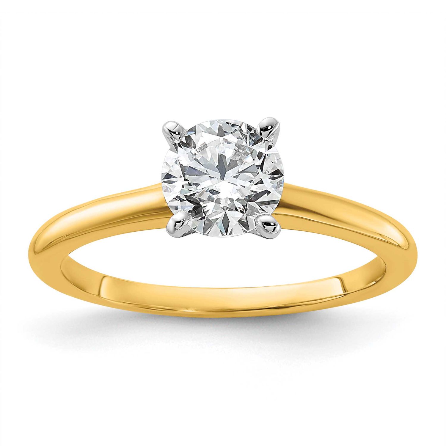 1 carat Round VS/SI GH Lab Grown Diamond Solitaire 4 Prong Ring 14k Two-tone Gold, RM5965R-100-10LG