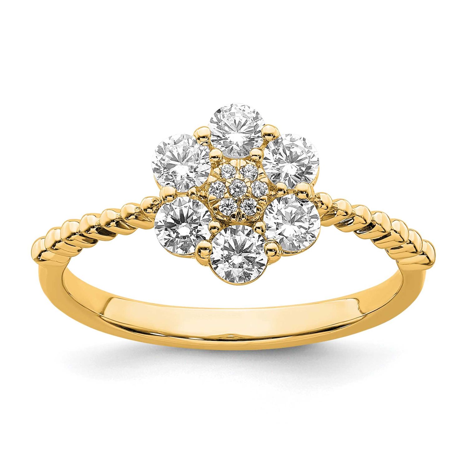 Lab Grown Diamond VS/SI FGH Floral Ring 14k Gold, RM7191-063-YLG, 883957092454