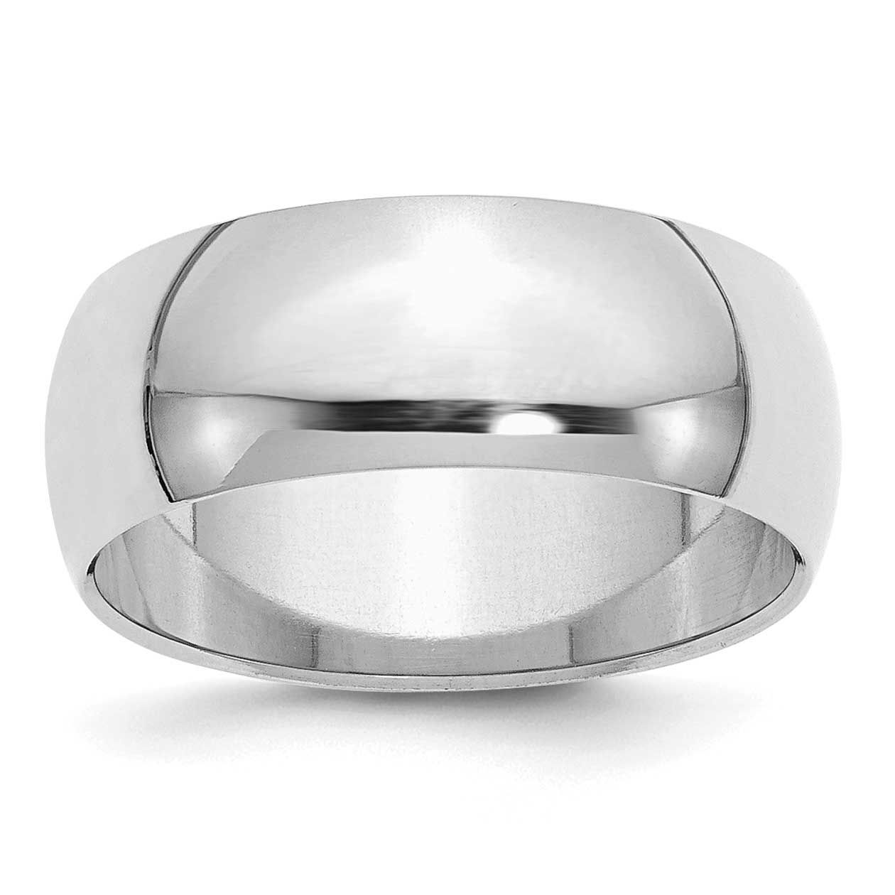 8mm Half Round Ring Sterling Silver Rhodium-plated, QWH080RH-13, 883957197944