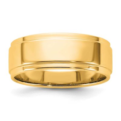 7mm Flat with Step Edge Band 14k Gold, FLE070-10,
