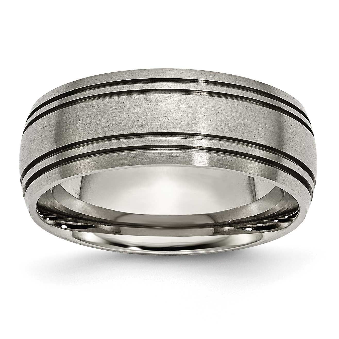 8mm Grooved Band Titanium Brushed Center, TB121-9.5, 886774529981