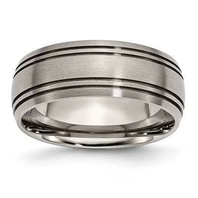 8mm Grooved Band Titanium Brushed Center, TB121-9.5, 886774529981