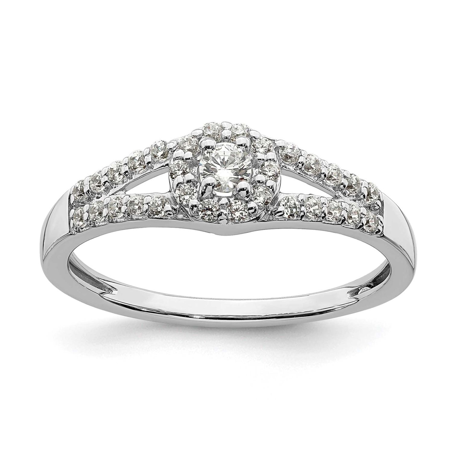 Halo Cluster 1/3 carat Diamond Complete Engagement Ring 10k White Gold, RM6388E-034-0WAA, 196904334