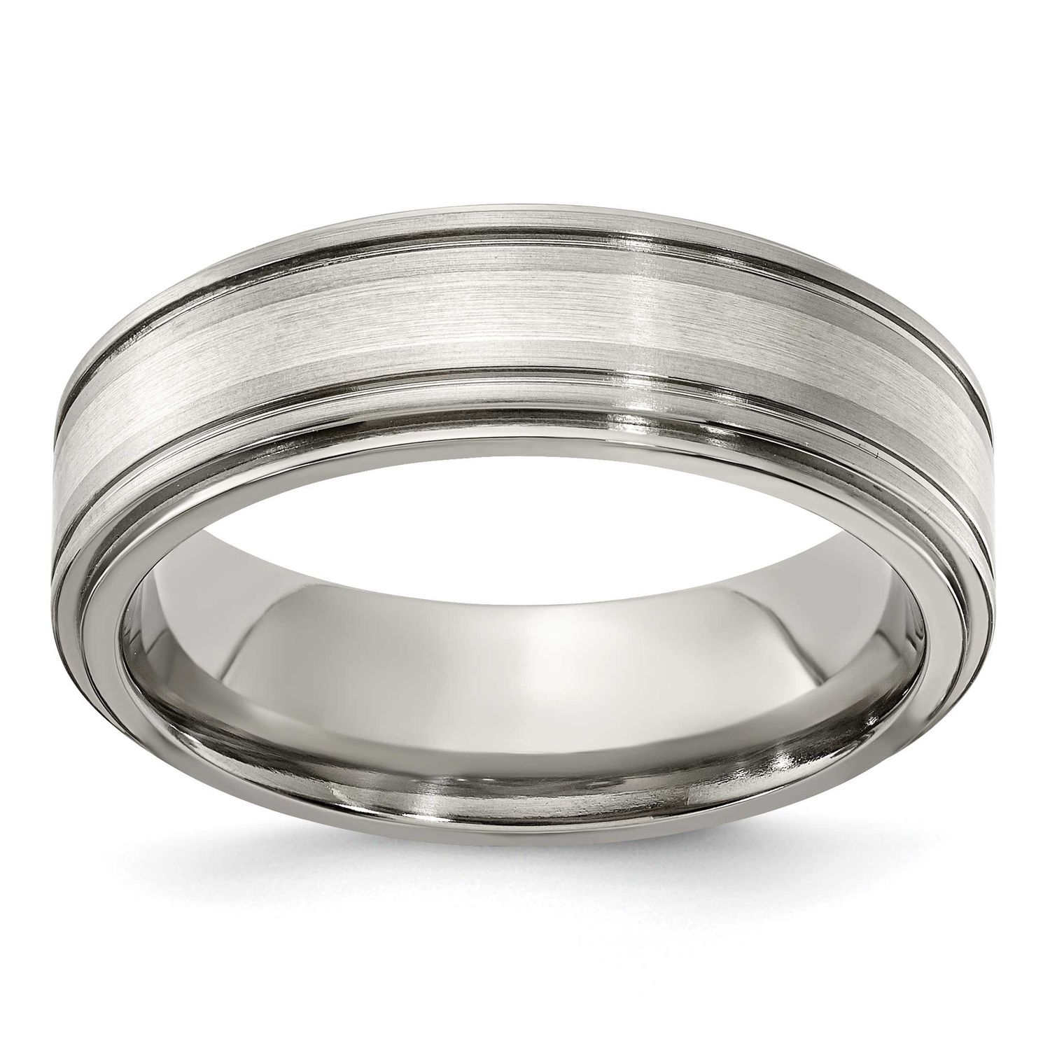 Edward Mirell Polished Sterling Silver 7mm Band Titanium Brushed, EMR183-9, 886774282480