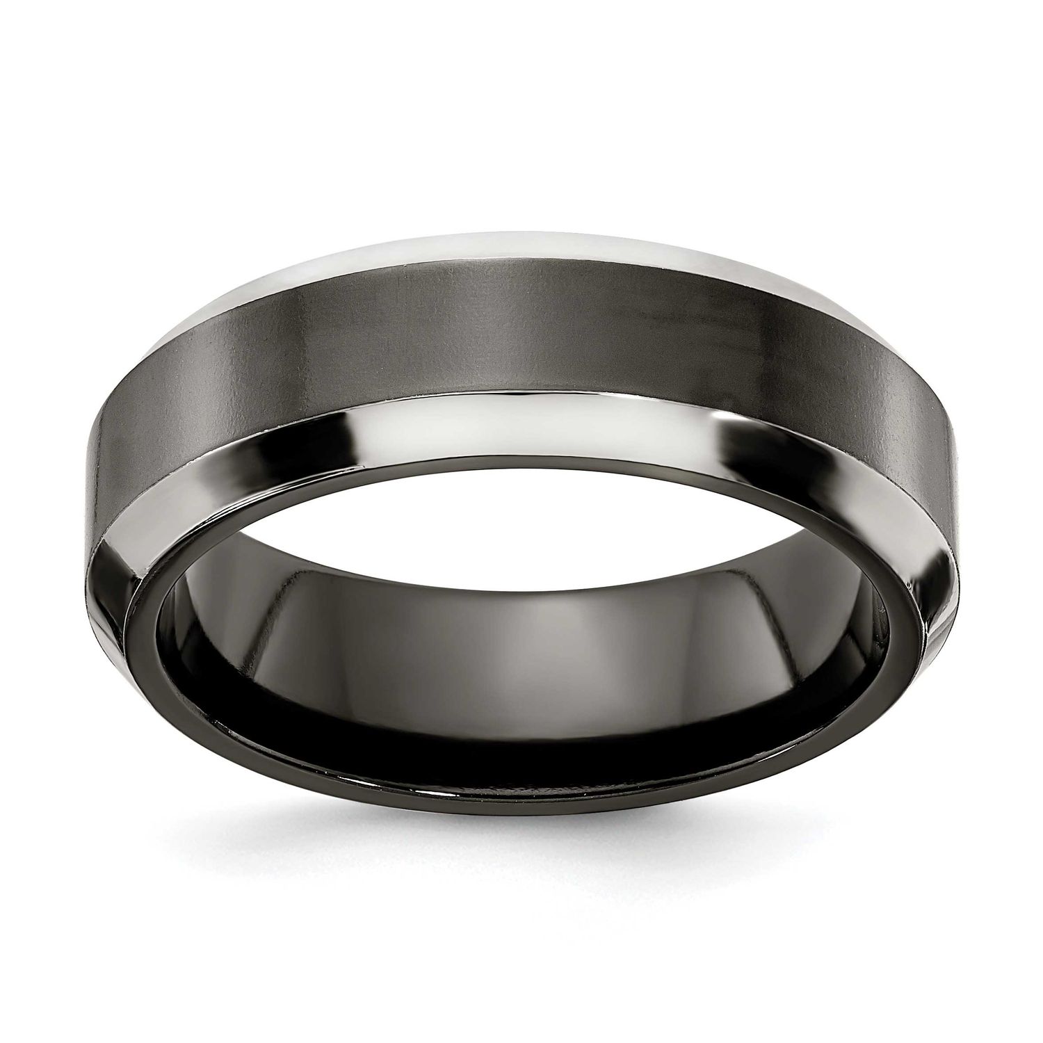 Edward Mirell Black Ti Grey Edges 7mm Band Titanium, EMR131-7MM-13,
